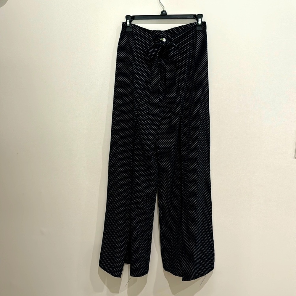 LA Gypsy High Waisted, Wide Leg Polka Dot Pants with tie